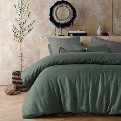 Vintage Design Homewares Sea Green 100% Hemp Quilt Cover Set King V442-HIN-QUILTCS-HEMP-SEAGREEN-KI