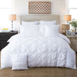 Diamond Pintuck Super King Size White Duvet Quilt Cover Set V493-ZSK-01