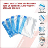 Travel Space Saver Saving Hand Roll Up Roller Seal No Vacuum Storage Bag x20 V63-823791