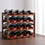 Bamboo Stackable Modular Freestanding Countertop Wine Shelf Rack V63-843051