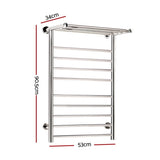 Devanti Electric Heated Towel Rail Rack 14 Bars Wall Mounted Clothes Dry Warmer TW-C-WALL-L