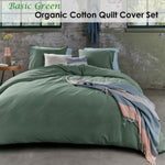 Bedding House Organic Cotton Basic Green Quilt Cover Set Super King V442-HIN-QUILTCS-ORGANICCOTTON-GREEN-SK