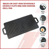 46x22 cm Cast Iron Reversible Griddle Plate BBQ Hob Cooking Grill Pan V63-835341