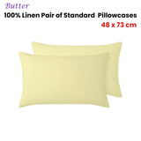 Vintage Design Homewares 100% Linen Pair of Standard Pillowcases Butter 48 x 73 cm V442-HIN-PILLOWC-LINEN-BUTTER-ST