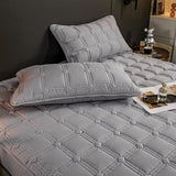 SOGA Grey 153cm Wide Mattress Cover Thick Quilted Stretchable Bed Spread Sheet Protector with Pillow BCOVER4003