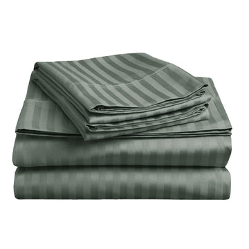 soft stripe microfibre sheet set double charcoal V517-MFSP-DCHA