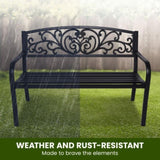 Wallaroo Steel Outdoor Garden Bench - Floral GDB-JOY-201