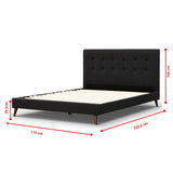 Volga King Single Bed Platform Frame Fabric Upholstered Mattress Base - Charcoal V315-VO-FBD-13