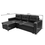 Sarantino Corner Sofa Bed Storage Chaise Couch Faux Leather Black SOFA-8175-PU-BK