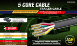 20M X 5 Core Wire Cable Trailer Cable Automotive Boat Caravan Truck Coil V90 PVC V465-97309
