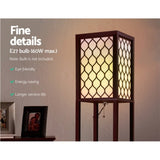 Artiss Floor Lamp 3 Tier Shelf Storage LED Light Stand Home Room Pattern Brown LAMP-FLOOR-SF-3017-B-BR