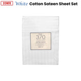 370TC White Self-striped Cotton Sateen Sheet Set King V442-ABR-SHEETS-STRIPE370TC-WHITE-KI