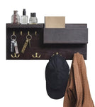 Wood Entryway Coat Rack with 2 Leather Tray V178-13631