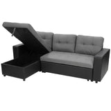 Sarantino 3-Seater Corner Sofa Bed Storage Lounge Chaise Couch Grey SOFA-8175-LNN-LGY