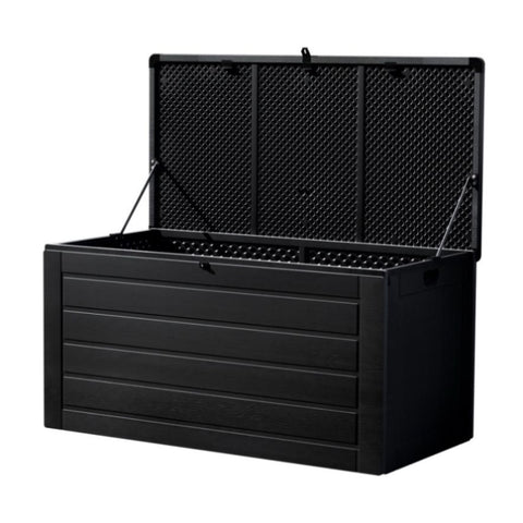 Gardeon Outdoor Storage Box 680L Container Lockable Garden Bench Shed Tool All Black OSB-S680-ABK