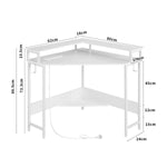 Casadiso L-Shaped Corner Desk with Built-In Power Board, White Gaming Desk with Charging Station V384-AQUARIUS7PW