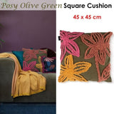 Bedding House Posy Olive Green Filled Square Cushion V442-HIN-CUSHION-POSY-OLIVE-SQ