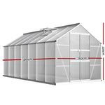 Greenfingers Greenhouse 4.1x2.5x2.26M Double Doors Aluminium Green House Garden Shed GH-ALU-C-410X250-DOU-AB