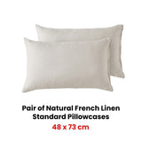 Vintage Design Homewares Pair of Natural French Linen Standard Pillowcases V442-HIN-PILLOWC-FRENCHLINEN-NATURAL-ST