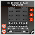 36-Piece Hex Bit Socket Set, SAE Metric Sizes, S2 Steel Hex Bits, Chrome Vanadium Steel Sockets V465-20205-AU-2