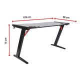 LED Gaming Desk Computer Table with Cup Holder Headphone Hook Cable Hole V63-840391