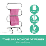 Devanti Electric Heated Towel Rail Rack 5 Bars Freestanding Clothes Dry Warmer TW-C-S-SS