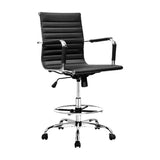 Artiss Office Chair Drafting Stool Leather Chairs Black OCHAIR-H-RING-8147-BK