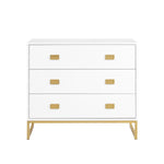 Sarantino Amara Chest of Drawers Tallboy Dresser - White/Gold CHE-90L-05-WHG