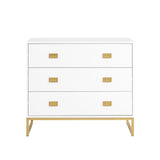 Sarantino Amara Chest of Drawers Tallboy Dresser - White/Gold CHE-90L-05-WHG