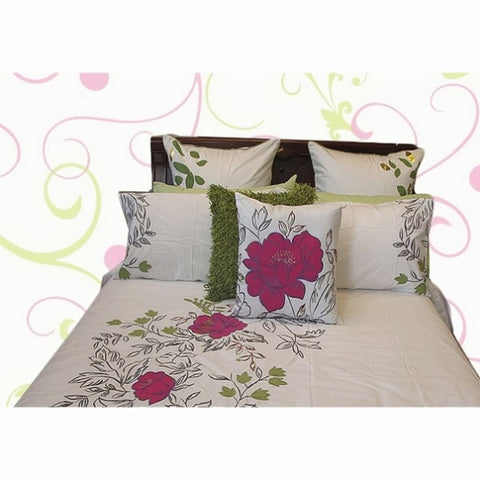 Monique Embroidery Quilt Cover Set DOUBLE V442-ABR-QUILTCS-MONIQUE-WHITE-DS