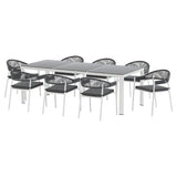 Gardeon Outdoor Dining Set 9 Piece Steel Table Chairs Setting White FF-DINING-9CLS-WH-ABC