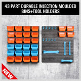 43Pc Bins Wall Mounted Parts Storage Rack Tools Holder Organiser 2 Peg Borads V465-94369