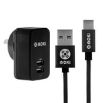 MOKI Type-C SynCharge Braided Cable + Wall Charger V177-MSTCWALL