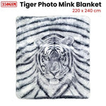 J.Elliot Home 350gsm Tiger Photo Mink Blanket V442-IDC-BLANKET-TIGERPHOTO-GREY-QS