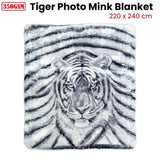 J.Elliot Home 350gsm Tiger Photo Mink Blanket V442-IDC-BLANKET-TIGERPHOTO-GREY-QS