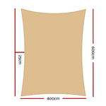 Instahut Waterproof Shade Sail 4x6m Rectangle Sand 95% Shade Cloth SAIL-WP-4X6-F-SAND