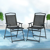 Gardeon Outdoor Chairs Portable Folding Camping Chair Steel Patio Furniture ODF-CHAIR-FOLD-BK-2X