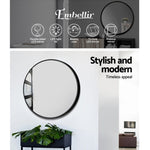 Embellir Wall Mirror Makeup 70cm Home Decor Framed Mirrors Bathroom Round Black MM-WALL-ROU-BK-70