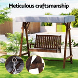 Gardeon Outdoor Wooden Swing Chair Garden Bench Canopy Cushion 2 Seater Charcoal ODF-GSC-W2S-CC-AB