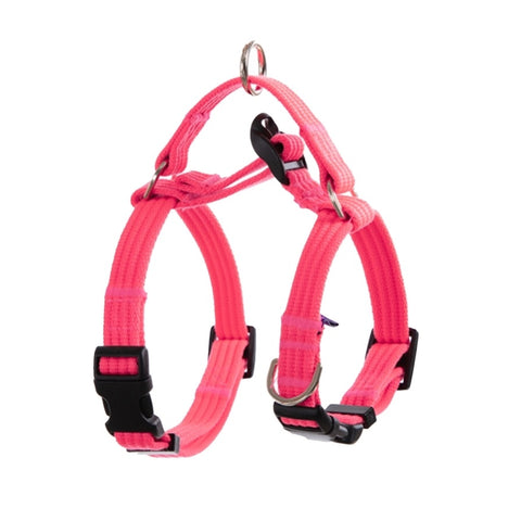 Dog Double-Lined Straps Harness and Lead Set Leash Adjustable M NEON CAROL-PINK V274-PET-BH-2HARN-M-PK