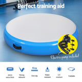 Everfit 1m Air Track Spot Inflatable Gymnastics Tumbling Mat Round W/ Pump Blue ATM-R-1-02M-BL-AP
