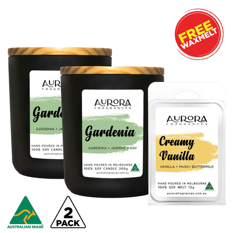 Aurora Gardenia Scented Soy Candle Australian Made 300g 2 Pack ARF-CN-GAR-LX2