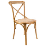 Aster Crossback Dining Chair Set of 2 Solid Birch Timber Wood Ratan Seat - Oak V315-VOD-CAFE-01-2PC-KIT