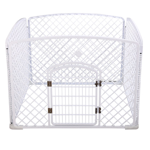 YES4PETS 4 Panel Plastic Pet Pen Pet Foldable Fence Dog Fence Enclosure With Gate White V278-BP161-PEN4PANEL-WHITE