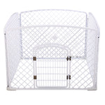 YES4PETS 4 Panel Plastic Pet Pen Pet Foldable Fence Dog Fence Enclosure With Gate White V278-BP266-PEN4PANEL-WHITE