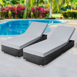 Gardeon 2PC Sun Lounge Wicker Lounger Outdoor Furniture Day Bed Adjustable Rattan Garden FF-LOUNGE-BK-2PC