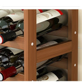 Wine Rack Free Standing 15 Bottles with 6 Glasses Holder Bamboo Wine Storage 837981