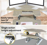 Fortia Corner Desk Riser 110cm Wide Adjustable Sit to Stand for Dual Monitor, Keyboard, Laptop, V219-FURDTDFORACX2