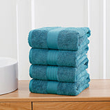 Linenland 4 Piece Cotton Bath Towels Set - Blue V406-TOWPAK01BL