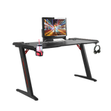 LED Gaming Desk Computer Table with Cup Holder Headphone Hook Cable Hole V63-840391